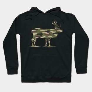 Reindeer in Camouflage Color Hunting On Christmas Hoodie